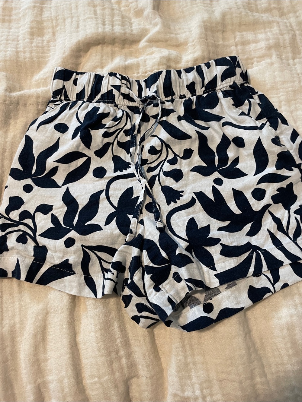 Time and Tru White Shorts with Navy Floral Print
